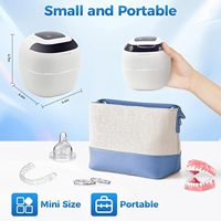 Mesin Pembersih Retainer Ultrasonik Isi Ulang 45kHz dengan Pengering Kipas 4 Mode Timer Digital untuk Gigi Palsu dan Pelindung Mulut