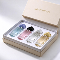 Flacon de parfum vide en verre transparent ondulé irrégulier de 50 ml, emballage en boîte cadeau