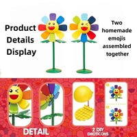 DK3002 Modèle de tournesol souriant coloré 145 pièces avec base de tige Décoration de bureau à domicile Ensembles de blocs de construction à assembler soi-même