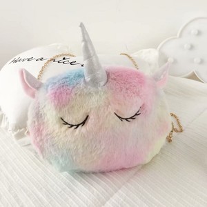 Mini zaino in pelliccia di <span class=keywords><strong>unicorno</strong></span> zaino da donna in peluche colorato zaino in pelliccia con ologramma <span class=keywords><strong>unicorno</strong></span> per ragazze - Product Image 1