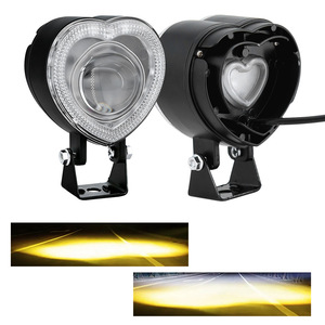Heart Shaped Motorcycle Spotlight White Yellow Flash Iridescent Halo Projection Lens Front Upgrade Aluminum Alloy - Product Image 1