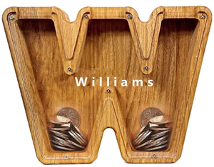Support custom letter shaped natural wooden box store coin jewelry collection wooden box