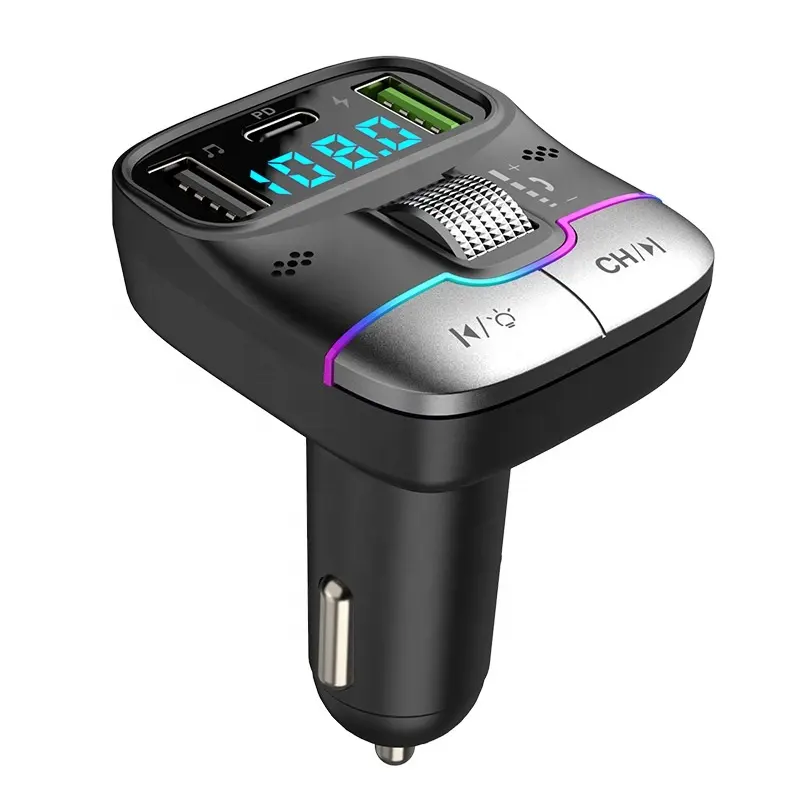 Dual USB qc PD Fm transmitter Audio adapter Car Charger Cigarette lighter 3d Car Mp3 Player fm modulator with bluetooth for car