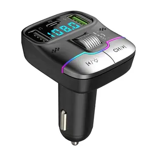 Kép USB QC PD FM modulator âm thanh Adapter sạc xe hơi Thuốc lá nhẹ hơn 5.4 xe Mp3 Máy nghe nhạc FM Transmitter Bluetooth 5.3 cho xe hơi