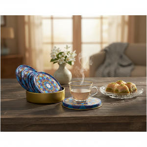 MANDALA azul estampado y caja de seis de té de montaña-MAT de Turquía - Product Image 4