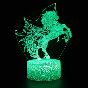 RGB 7/16 Colors <strong>LED</strong> 5V USB and Battery Powered Unicorn 3D Illusion <strong>Lamp</strong> Night <strong>Light</strong> for Kids Room Bedroom - Product Image 3