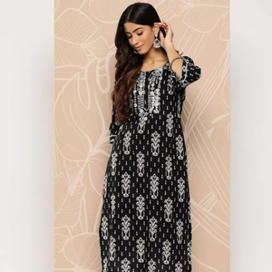 Nuevo conjunto de Kurtis rectos de rayón viscosa para mujer con estilo, estampado Floral, venta en línea, ropa india y pakistaní - Product Image 1