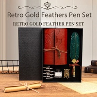 Ensemble stylo plume calligraphique personnalisé avec logo, encre noire et carnet de notes d'affaires, coffret cadeau