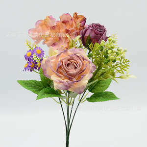 Roses artificielles en soie Dongchen Crafts, style peinture à l'huile vintage, arrangement floral, bouquet de mariée, bouquet de fleurs décoratives - Product Image 2