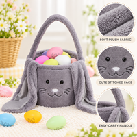 Panier de Pâques personnalisé pour enfants, panier à oreilles de lapin brodé avec nom personnalisé, sac de chasse aux œufs de Pâques, décoration cadeau en peluche