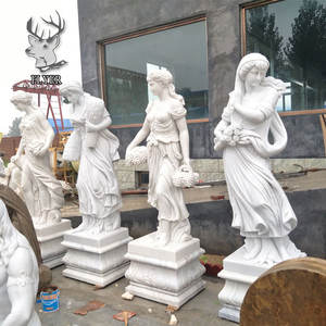 Décoration de <span class=keywords><strong>jardin</strong></span> Statue de femme en marbre naturel grandeur <span class=keywords><strong>nature</strong></span> nue quatre saisons pierre de marbre Sculpture moderne Figure Statue - Product Image 4