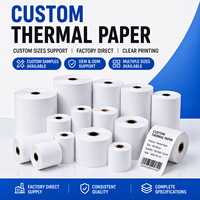 Rouleaux de papier thermique personnalisés directement de l'usine, papier de reçu POS OEM, plusieurs tailles disponibles