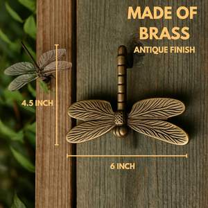Aldaba de puerta de libélula de latón antiguo 6 \ "de ancho X 4,5 \" largo Vintage decoración del hogar accesorio único decorativo puerta delantera jardín - Product Image 6