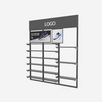 Présentoir mural modulaire multi-grilles pour chaussures, idéal pour les boutiques de marques de baskets et l'exposition de produits de chaussures de sport