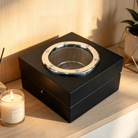 Boîte de rangement pour montres en bois rectangulaire noire transparente avec fenêtre, doublure en velours et cuir PU, fermeture à clapet, emballage cadeau multiple