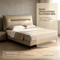 Cadre de lit rembourré moderne avec tête de lit en cuir, lit plateforme Queen/King Size pour mobilier de chambre