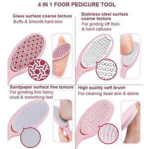 Precio de fábrica multiusos 4 en 1 <span class=keywords><strong>pies</strong></span> escofina removedor de callos raspador pedicura herramienta de cuidado reemplazo papel de lija vidrio pie Lima Kit - Product Image 2