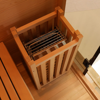 Sauna à vapeur intérieur en bois avec poêle à sauna, porte en verre pour la maison, la salle de bain, le spa, l'hôtel, le bien-être, la remise en forme, la relaxation