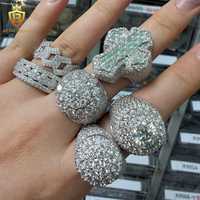Offre Spéciale – Bagues en Argent Sterling 925 avec Moissanite VVS1, Bagues Moissanite Iced Out pour Hommes, Bagues Moissanite Hip-Hop, Testées au Diamant (GRA)