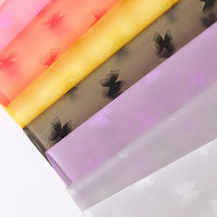 Papier d'emballage pour bouquet de fleurs, imprimé papillon romantique, imperméable, pour la Saint-Valentin, vente en gros