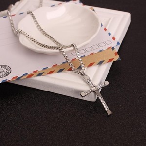 Collar con Cruz de Diamantes de Imitación Estilo Hip Hop con Cadena de Caja, Disponible en Plata y Oro para Uso Diario - Product Image 2