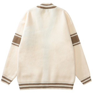 Custom Oem V Neck College Sweateer Embroidery Letter Cartoon Patches Knitted Knitwear Unisex <strong>Varsity</strong> Sweater Letterman <strong>Cardigan</strong> - Product Image 5
