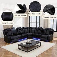 Ensemble de canapés inclinables électriques avec éclairage LED, canapé sectionnel en cuir aérien avec alimentation sans fil pour home cinéma et salon