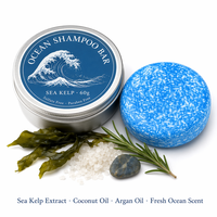 Shampooing Solide Artisanal à l'Extrait de Varech, Parfum Océanique, Équilibrant l'Huile du Cuir Chevelu, Fortifiant les Cheveux, 60g