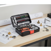 Jeu d'outils à douilles compact 38-en-1 CRV de qualité professionnelle avec embouts, boîte métallique, pour l'entretien et la mécanique