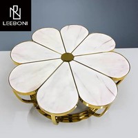 Table d'appoint moderne en marbre italien Table basse en marbre avec base en or et en acier inoxydable