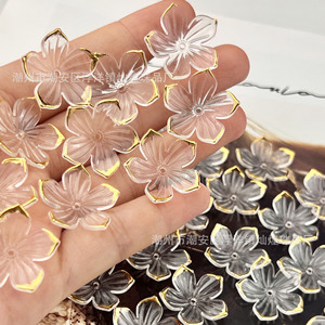 Épingle à cheveux en acrylique en forme de fleur de cerisier, plaquée or, accessoire de bijoux DIY pour un usage quotidien - Product Image 1