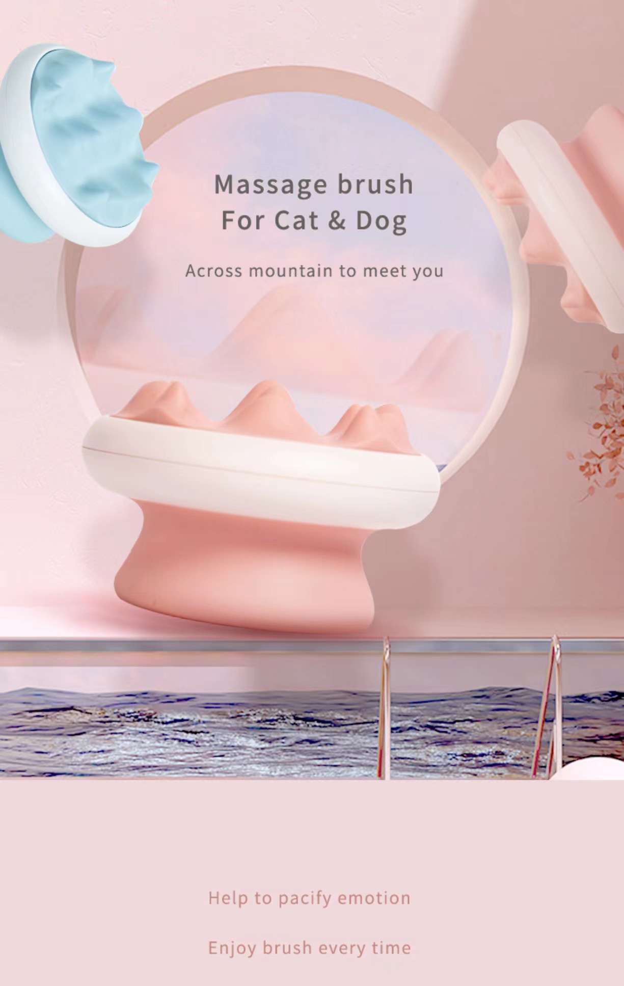 Pet Dog Cat Cleaning Brush Grooming Products Blue Green Pink Color