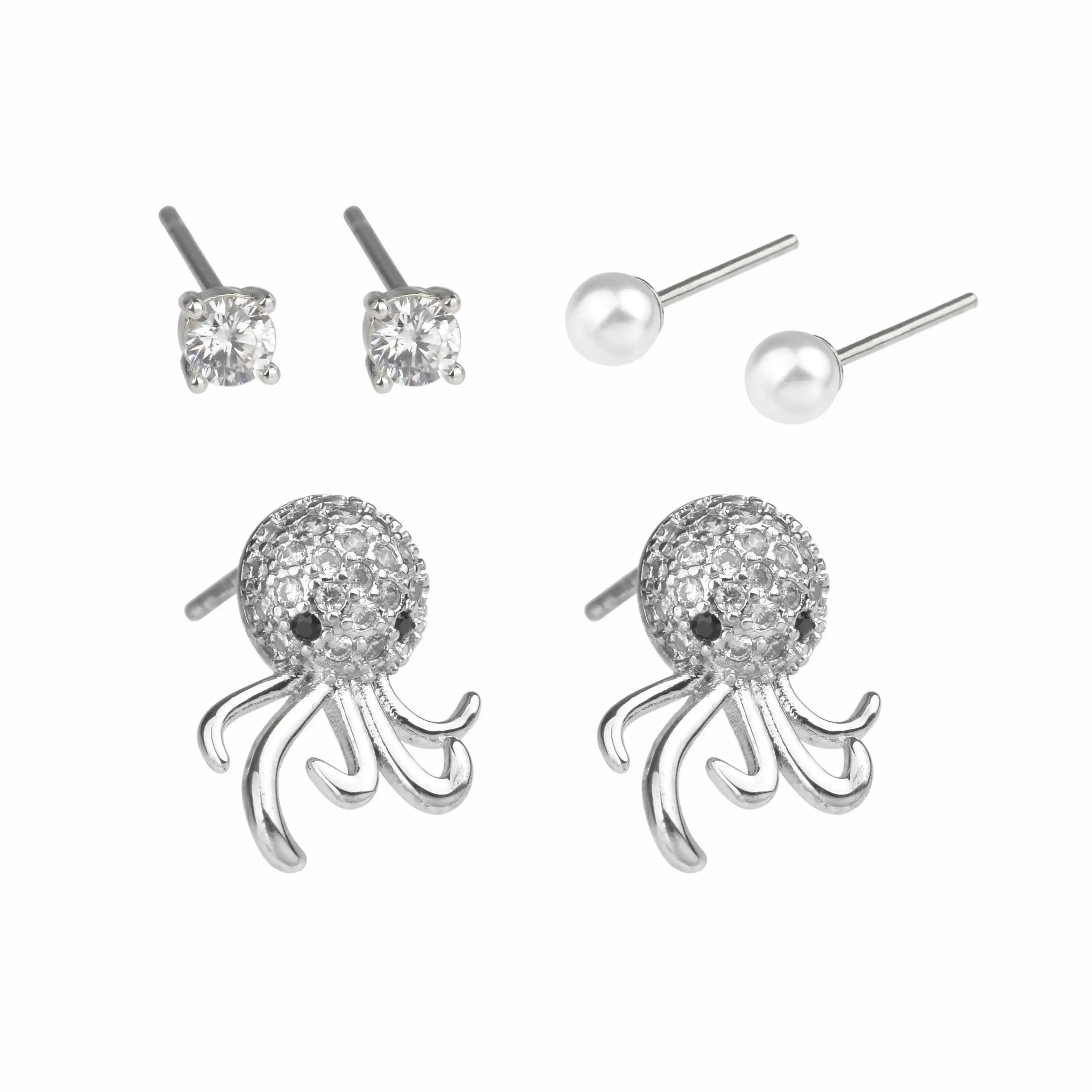 Orecchini animali creativi all'ingrosso orecchini calamari orecchini diamante per regalo gioielli