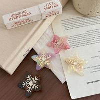 CHUJIAN Nouveau design Barrettes à bec de canard en acétate motif flocon de neige et étoile, texture marbrée, mignonnes pour l'hiver et les fêtes, pour franges latérales