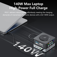 Chargeur sans fil magnétique 200W à 8 ports avec charge rapide 15W, hub QC3.0 PD pour ordinateur portable, téléphone portable, montre connectée, ignifuge, OCP