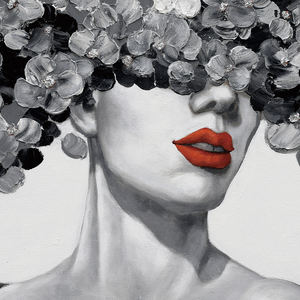 हॉट सेलिंग आधुनिक फैशन 3 डी पेंटिंग पॉप कला शैली लाल होंठ फूल सेक्सी महिला चित्र कैनवास दीवार कला सजावट के लिए - Product Image 2