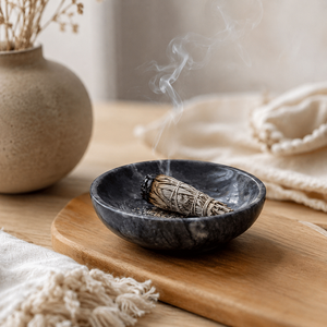 Support en marbre pour Palo Santo et bol à <span class=keywords><strong>sauge</strong></span> avec brûleur à bâtonnets d'encens en laiton pour le yoga, la méditation et l'aromathérapie à domicile - Product Image 2