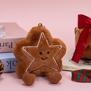 High Quality Christmas Gingerbread Star Keychain Plush <b>Toys</b> 4inch Stuffed Animal <b>Toys</b> Soft Claw Machine <b>Toys</b> for Kids Party <b>Bag</b> - Product Image 1
