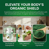 AegleWell OEM Capsules de Spiruline & Chlorelle Bio 100% Véganes Supergreens 120 Capsules Végétales pour l'Immunité et la Détox