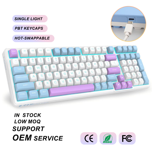 99-Key Wired Mechanical Gaming Keyboard PBT Keycaps TYPE-C Wired Hot Swappable Single Light Mechanical Keyboard