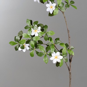 Branche de Gardenia Artificielle Meng Jie en Caoutchouc Souple, 2 Branches, Fleurs Blanches, Décoration d'Intérieur - Product Image 4