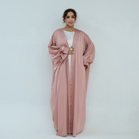 Nouvelle Robe Abaya Élégante en Polyester Longue Grande Taille pour Femme, Style Dubaï Ouvert, Musulmane Islamique, pour l'Aïd et les Mariages, Vente en Gros