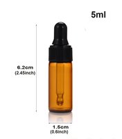 Mini flacon compte-gouttes en verre vide 5 ml, flacons compte-gouttes tubulaires ambrés rechargeables, conteneur de voyage pour liquides oculaires et aromathérapie