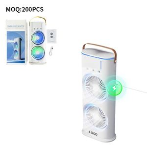 Ventilateur oscillant de bureau 2026 avec brumisateur, rechargeable par USB, double tête, avec réservoir d'eau, pour l'extérieur - Product Image 2