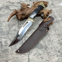 Couteau Bowie d'extérieur en laiton et bois OEM, couteau de bushcraft abordable avec étui en cuir, polissage miroir, acier M390, couteau de chasse