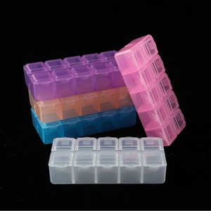 Small Double Row 10 Compartment Storage Box With Individual Lids For Nail Art Rhinestone Decals Jewelry Organizers - Product Image 2