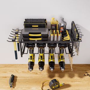 Support mural multi-niveaux pour outils électriques, organiseur de perceuses, support de tournevis pour garage, étagère à outils - Product Image 4