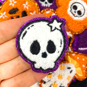 Halloween Checkered <strong>Orange</strong> Glitter Ghost Pumpkin <strong>Patches</strong> <strong>Orange</strong> Star Pumpkin Fall Trucker Hat Chenille <strong>Patches</strong> - Product Image 6