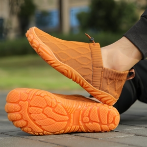 Zapatos sin cordones de punto transpirables para hombre, zapatillas informales ligeras para caminar descalzo, calzado antideslizante para exteriores - Product Image 5