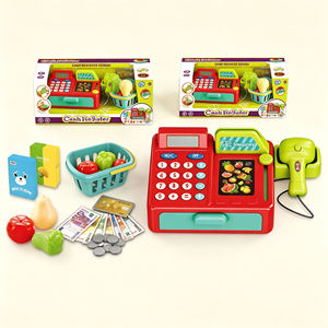 Caisse enregistreuse jouet pour enfants, jeu de simulation de supermarché avec aliments et panier, pour les enfants de 3 ans et plus - Product Image 2